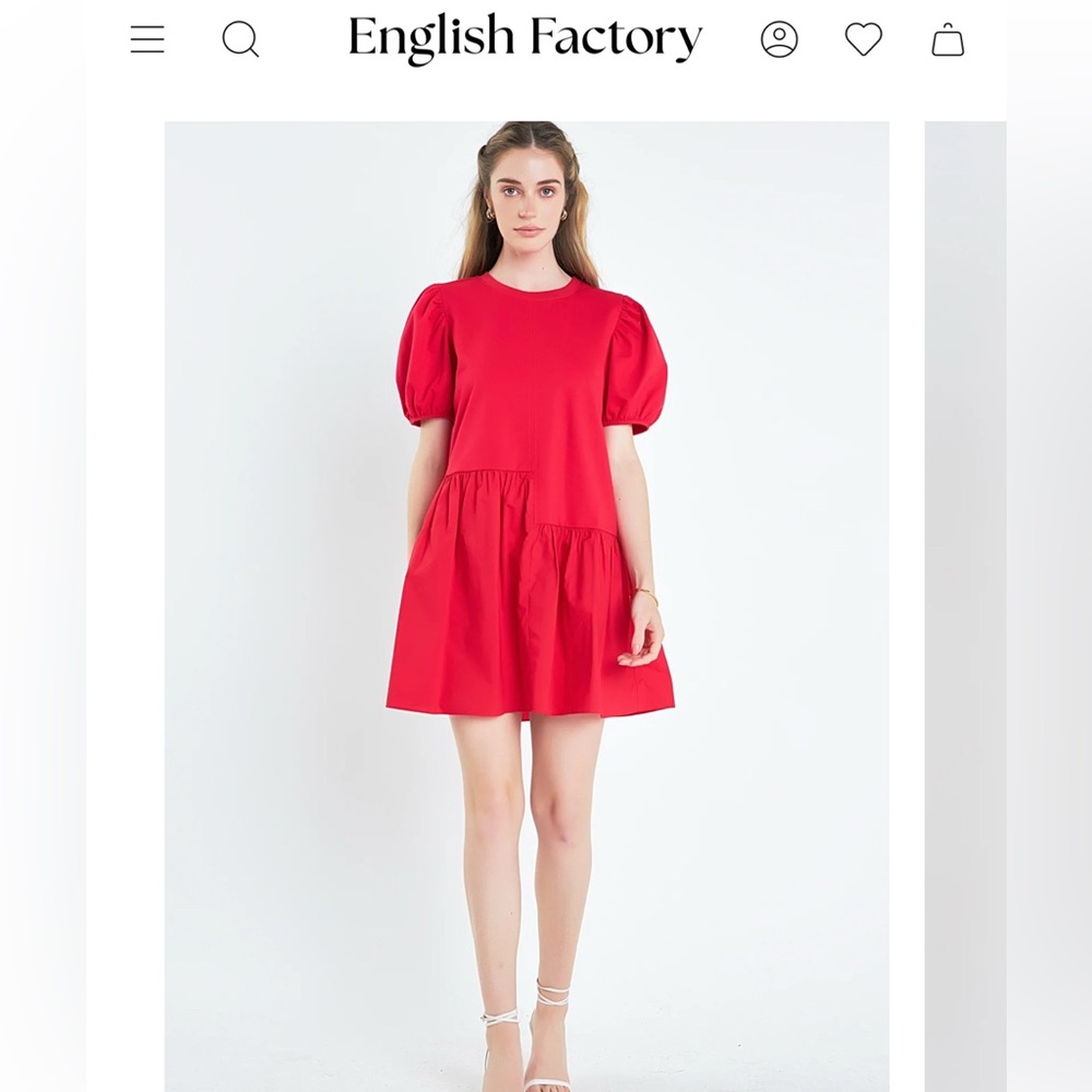 KNIT WOVEN MIXED DRESS - Red L English Factory